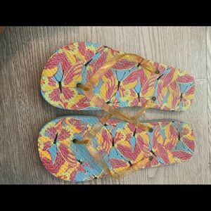 Colorful Butterfly Flip Flops